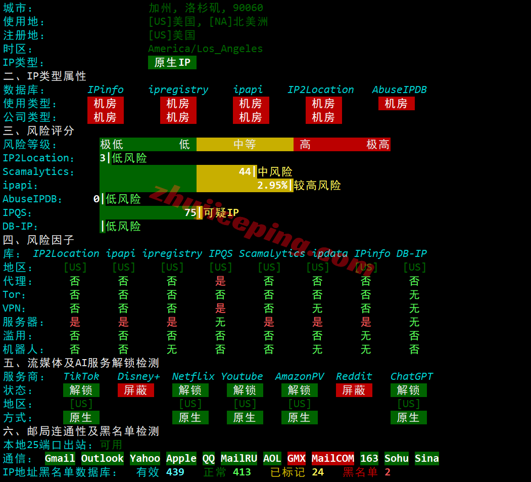rn3la28 racknerd洛杉矶DC03机房VPS测评，美国原生IP解锁TikTok等