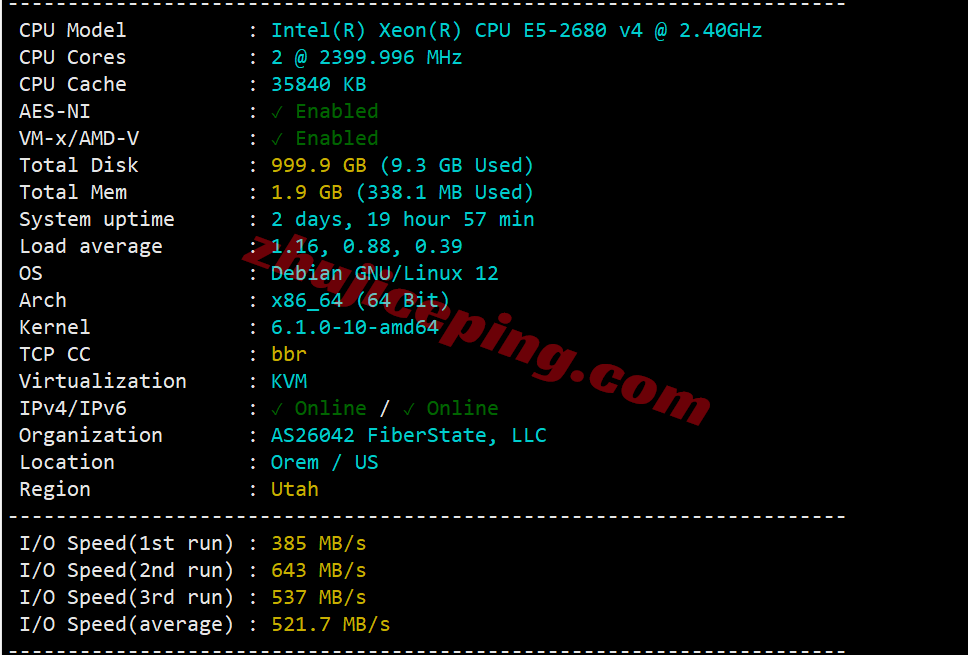 uqsalt1 uqidc美国盐湖城大硬盘VPS测评，原生IP解锁TikTok/ChatGPT等