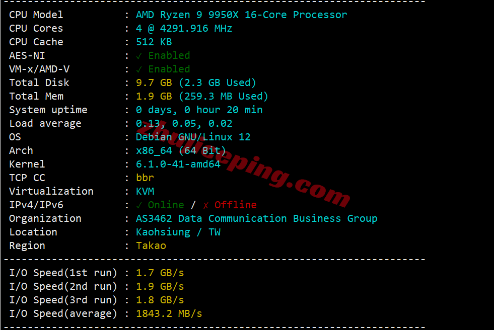 ytnettw1-1 云途YT.Net台湾HiNet家庭动态VPS测评，直连网络，流媒体解锁效果极佳
