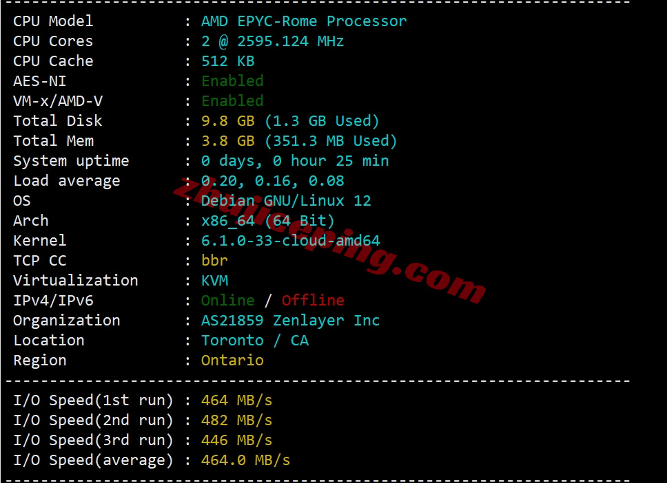 zlcat1 zenlayer加拿大多伦多机房测评，解锁TikTok/Chat等，默认10G大带宽