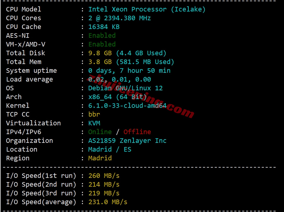 zlmadrid Zenlayer西班牙云服务器测评，解锁TikTok等，超大带宽，资源可DIY配置