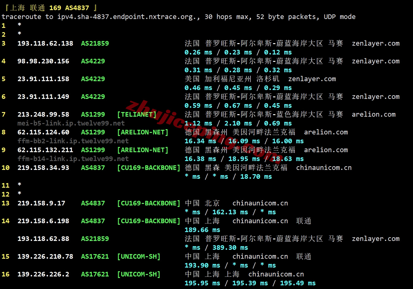 zlmarseille_24 zenlayer法国马赛云服务器测评,广播IP能解锁Tiktok/chatgpt,联通和移动效果还行