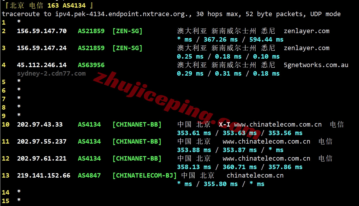 zlsydney18 zenlayer澳大利亚云服务器测评，10G超大带宽，解锁流媒体效果好
