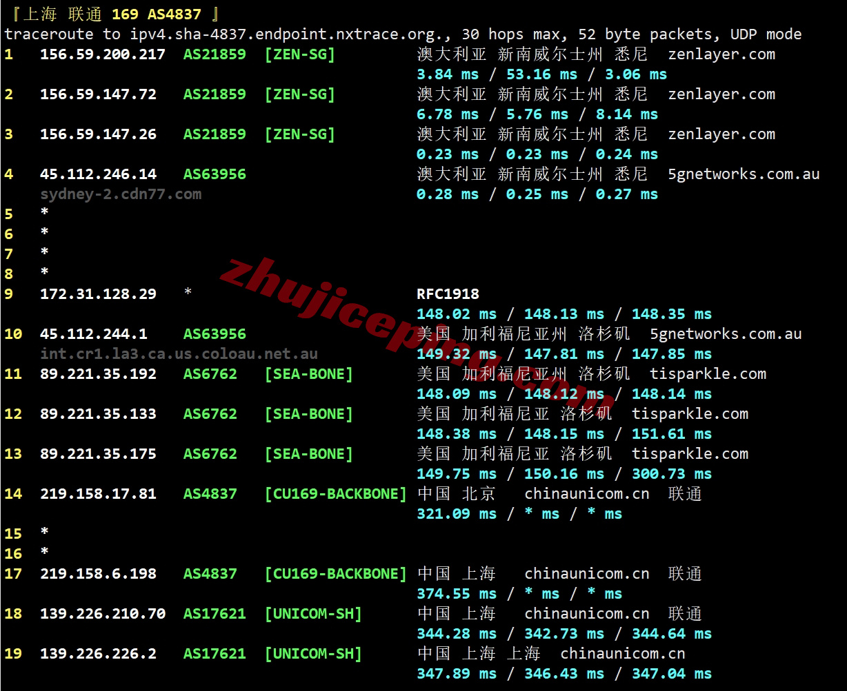 zlsydney22 zenlayer澳大利亚云服务器测评，10G超大带宽，解锁流媒体效果好
