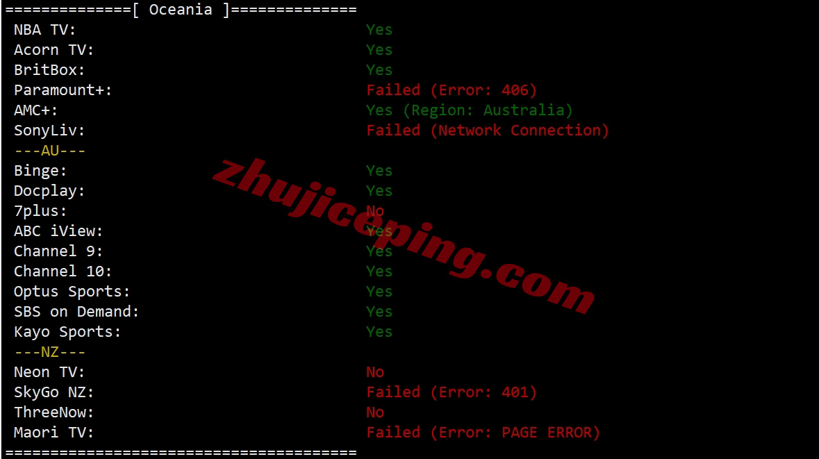 zlsydney29 zenlayer澳大利亚云服务器测评，10G超大带宽，解锁流媒体效果好