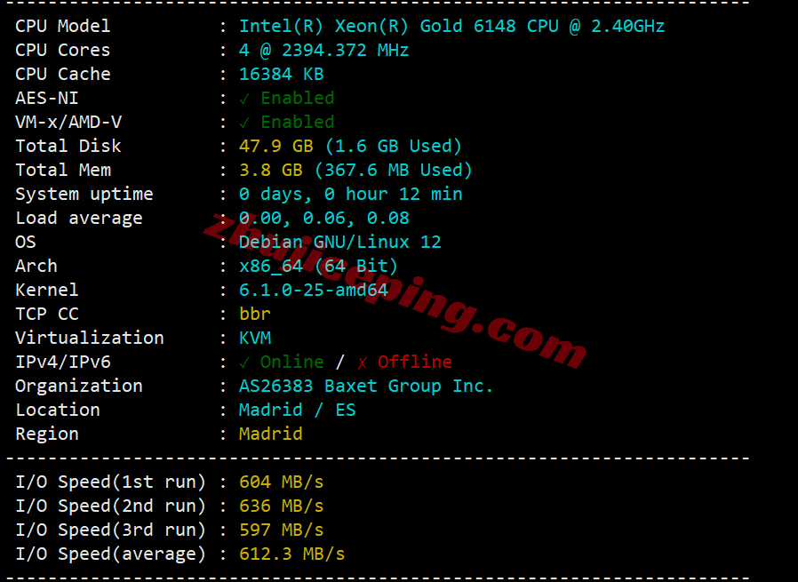jh1es1 justhost西班牙VPS(MAD1机房) 测评,解锁TikTok/ChatGPT等