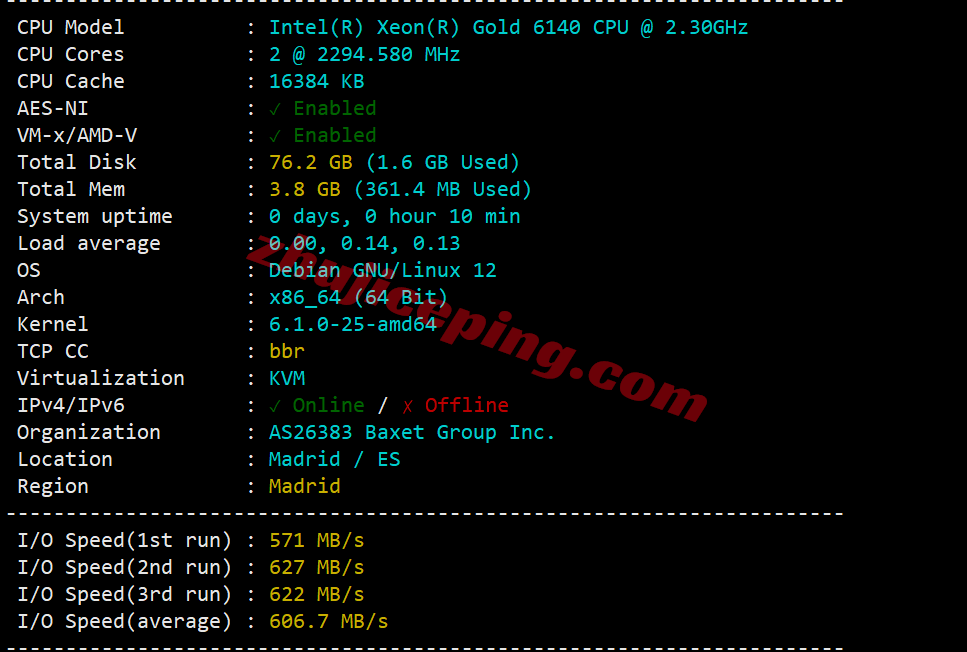 jh2es1 justhost西班牙VPS(MAD2机房)测评,广播IP解锁TikTok等,不限流量