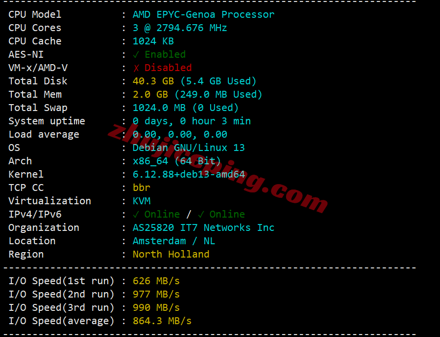 BandwagonHost Netherlands VPS-EUNL_2 Review: Unlocks TikTok/AI, China Telecom Network Requires Relay - Image 3