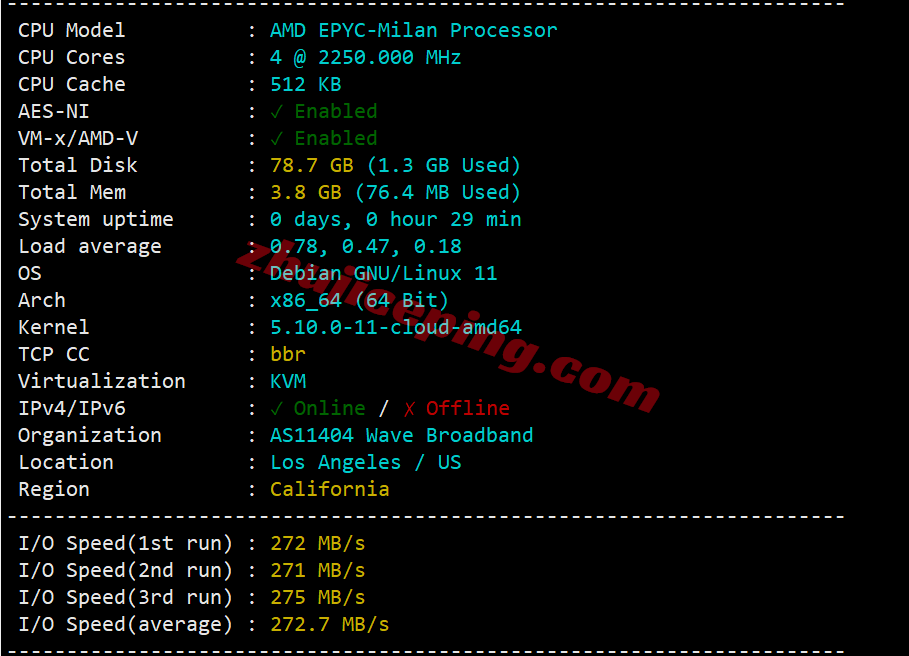 lisaast1 lisahost美国洛杉矶astound双ISP住宅IP系列VPS测评,解锁给力、网络一般!