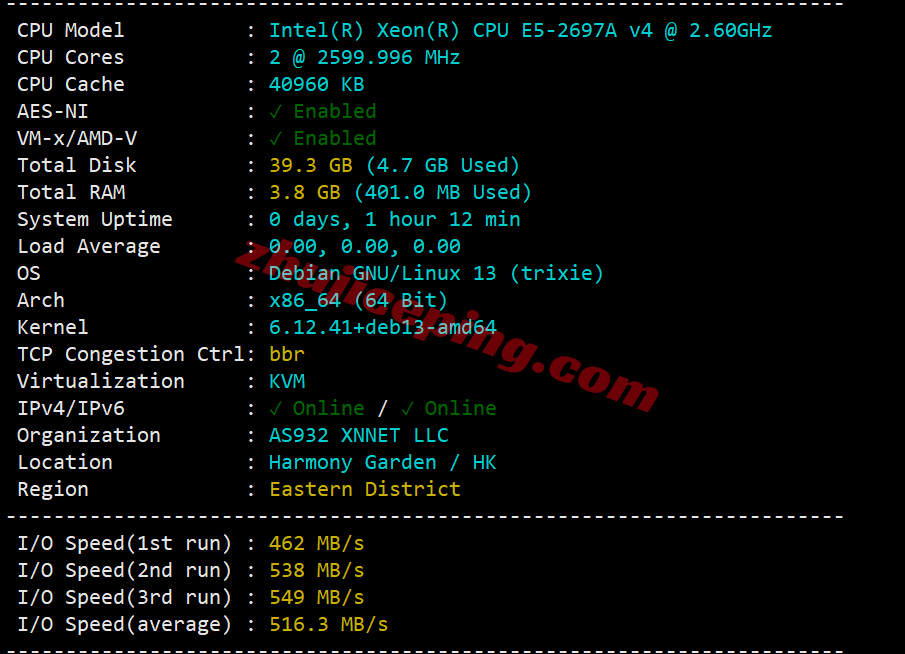 hkcp1 hostkvm香港VPS-Premium系列测评，电信CN2/联通&移动为直连，速度可以