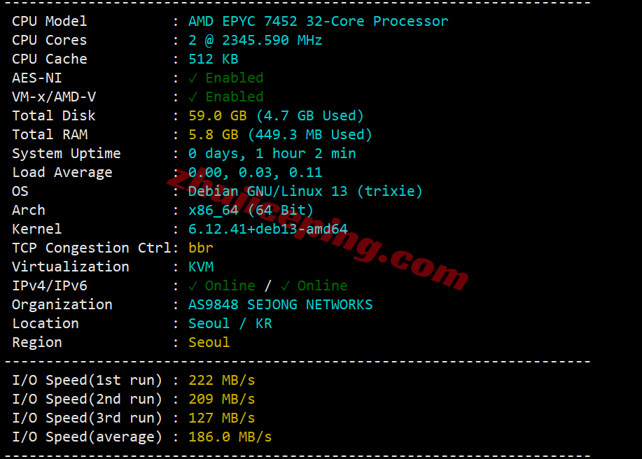 hkvmkr1 hostkvm韩国vps详细测评,双ISP住宅属性IP,移动效果好/电信需中转