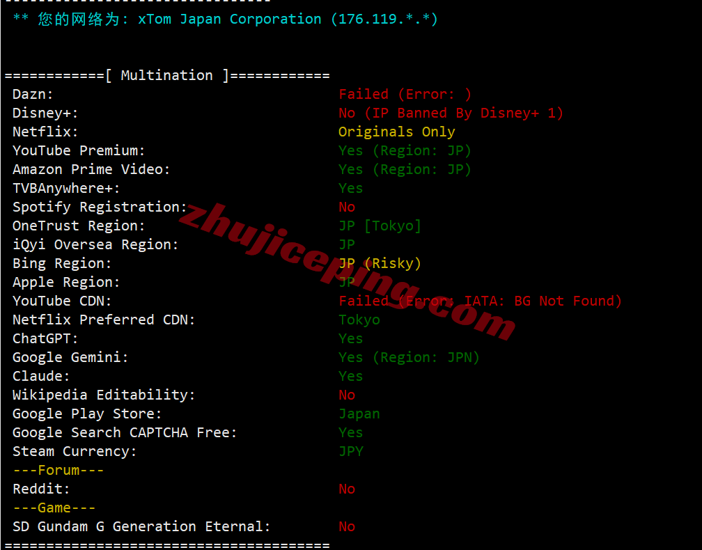 slajp33 NoSLA日本东京精品线路VPS测评,三网纯高端全天高速,还能解锁部分流媒体