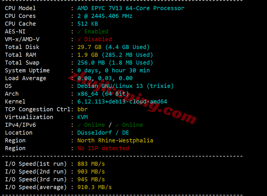 vdep1 V.PS德国Performance KVM VPS测评:原生IP解锁流媒体,三网高端路由/全天高速访问